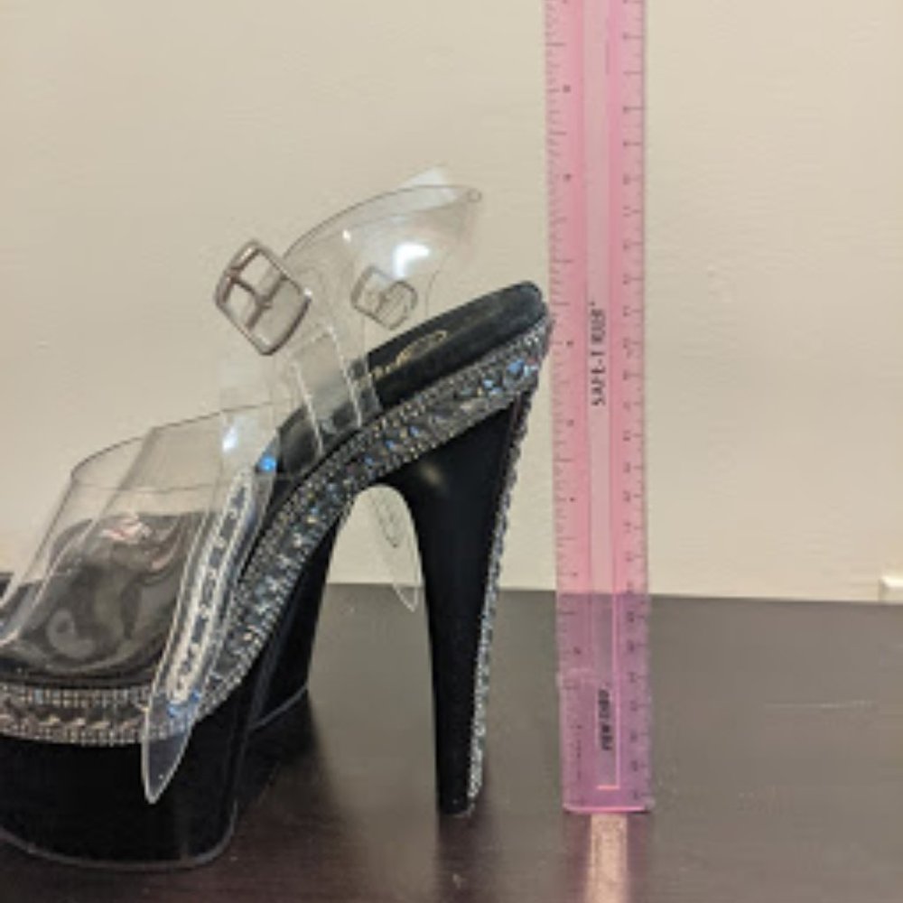 7.5 | Pleaser | Sexy Black Jeweled Platform Heels